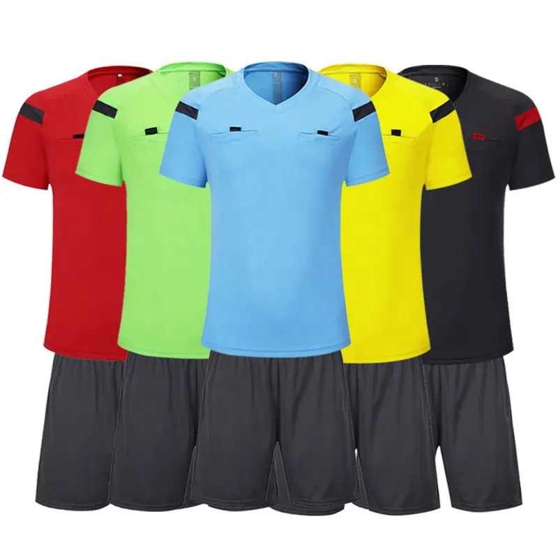 Wholesale referee shirt unisex football referee jersey set high quality soccer referee uniforms for sale