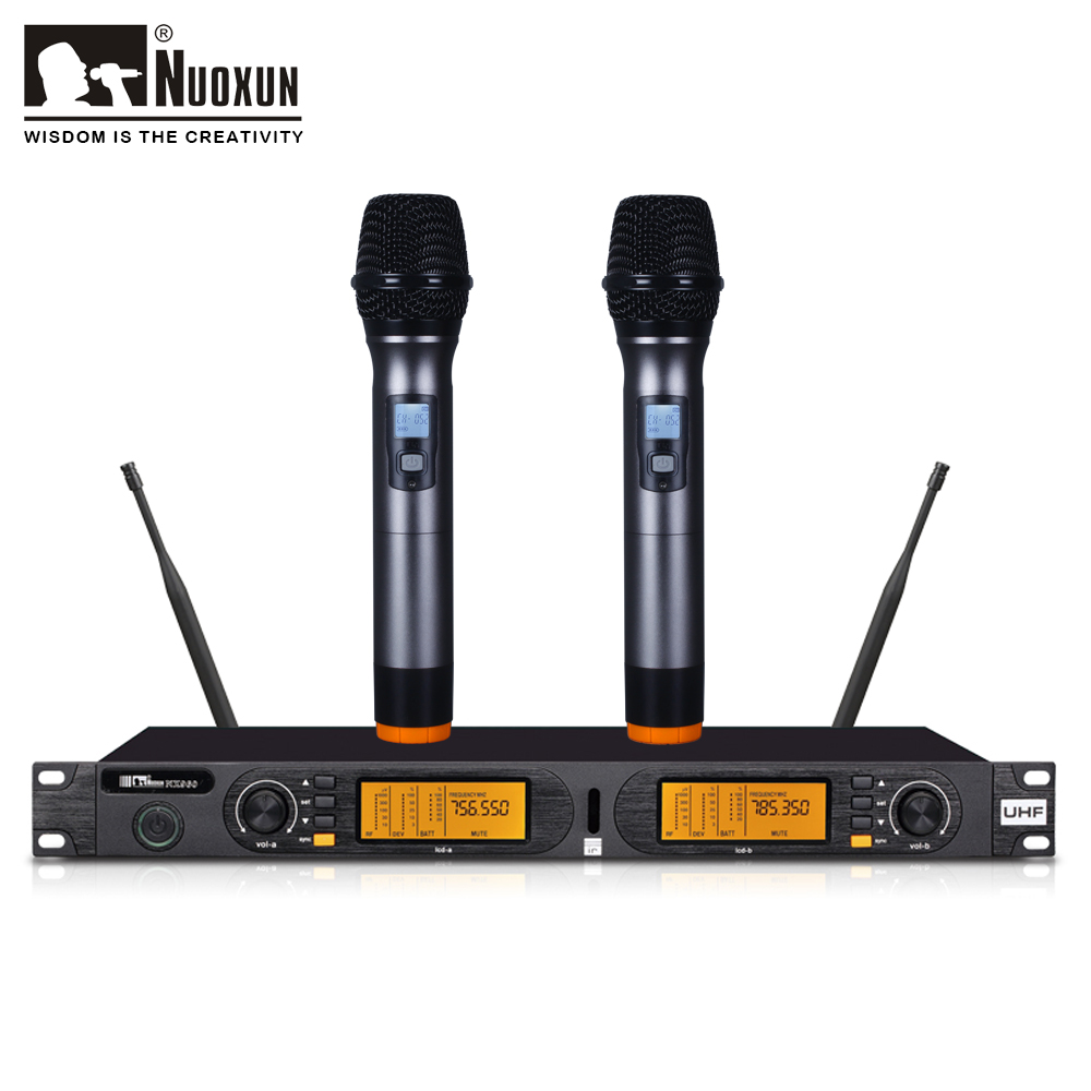 Профессиональный Двухканальный беспроводной микрофон UHF