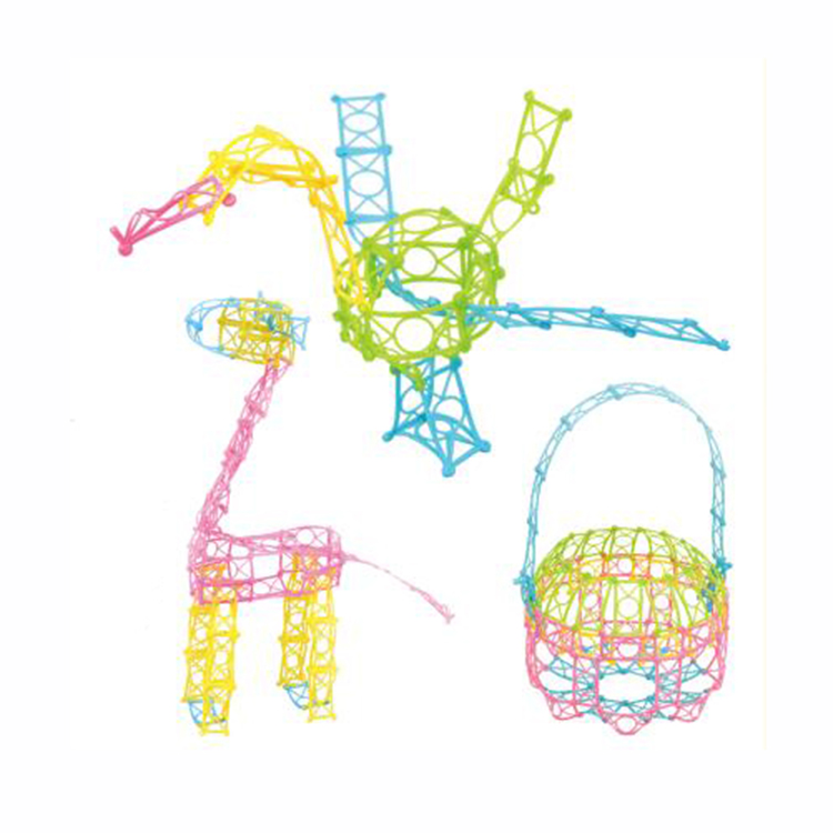Best wholesale multicolor building toys plastic straws connector kids magic weaving toys