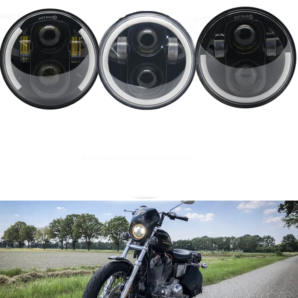 5,75 дюймов мотоцикл светодиодный проектор фары halo ангельские глазки для sportster 883 Dyna Triumph Rocket iii 3 & Speed Triple