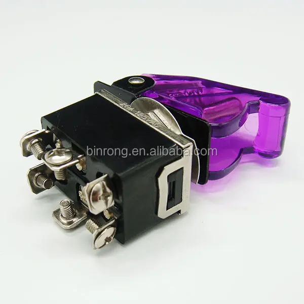 KN3C-201 Heavy Duty Toggle Switch DPDT w Purple Cover Guard