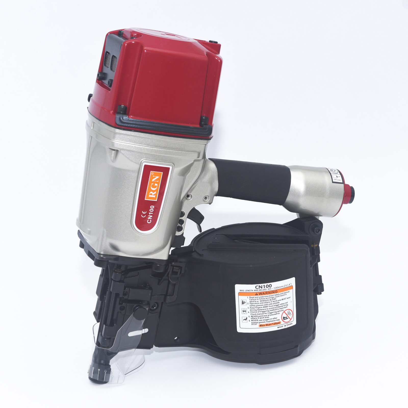 RGN Heavy Duty катушечный пневмомолоток CN100 для промышленных Деревообработка с 4 дюйма станок для производства гвоздей