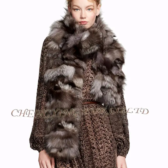 CX-S-182A Italy Design Low Price Silver Fox Fur Infinity Fur Scarf Wholesale