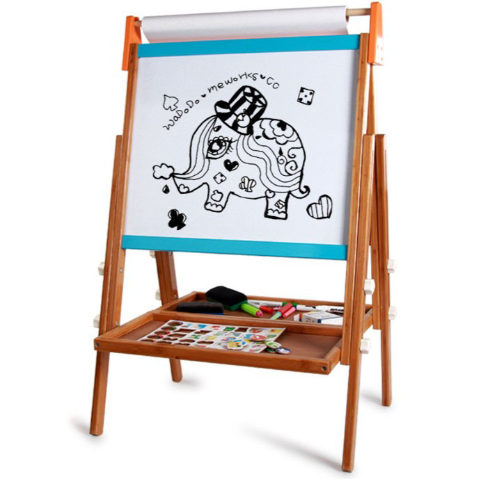 Dual magnetic blackboard and whiteboard Children's wooden drawing board