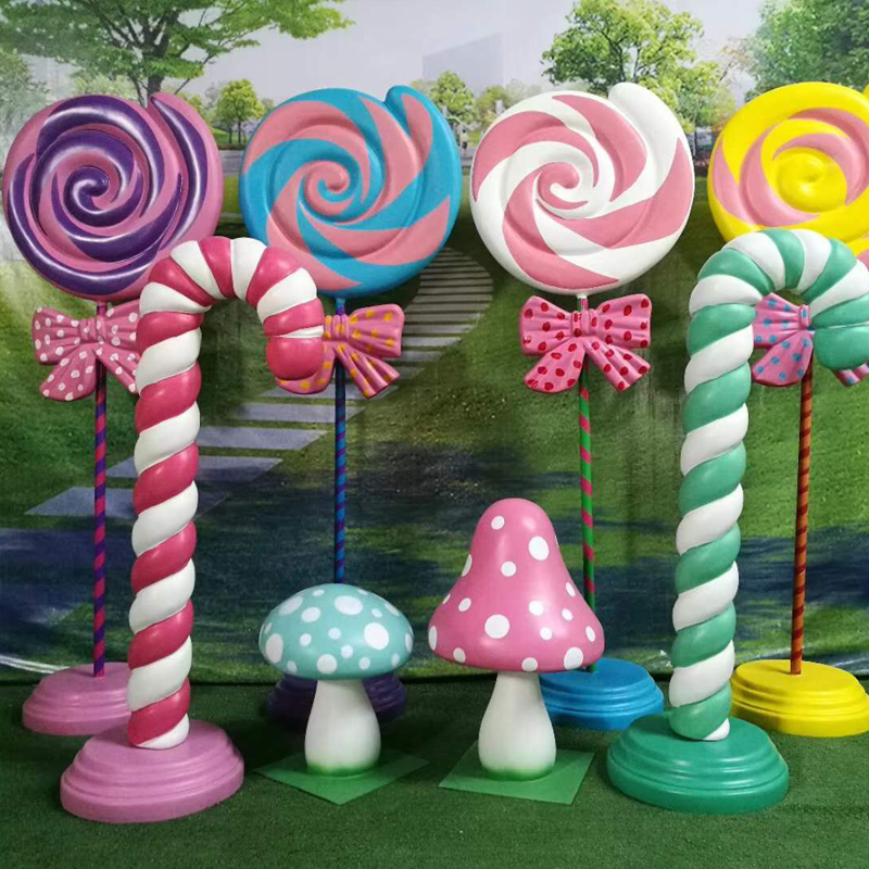 hot sale party statues fiberglass lollipops candyland party decoration