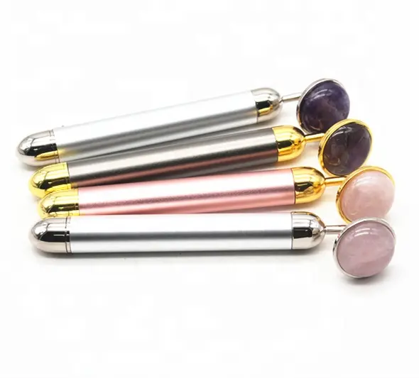 Amazon new arrival electric gemstone jade roller high quality battery rose quartz jade roller