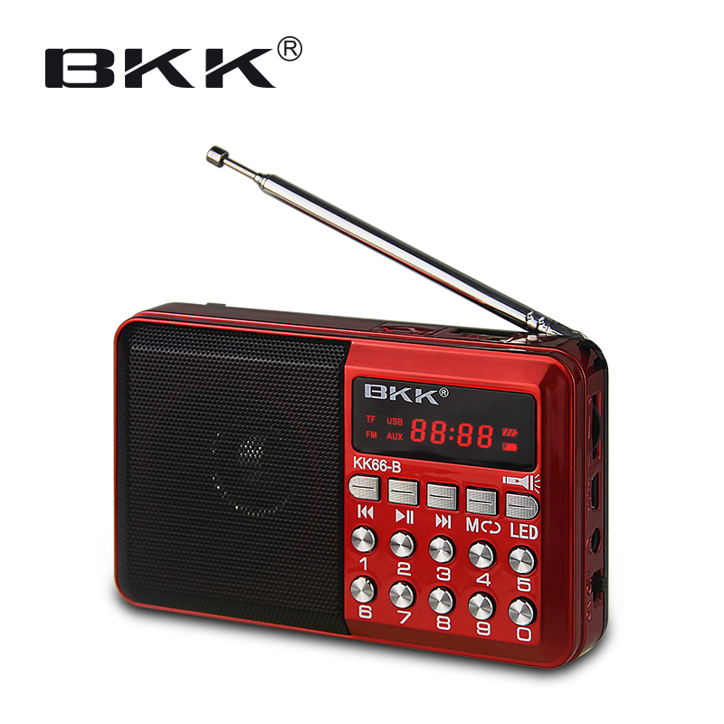 Мини-музыкальный плеер FM-радио со светодиодным фонариком (KK66)