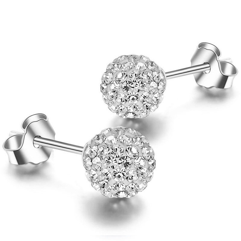 Серьги из стерлингового серебра 925 пробы, модные серьги с кристаллами, женские серебряные серьги-гвоздики (EJ1261)