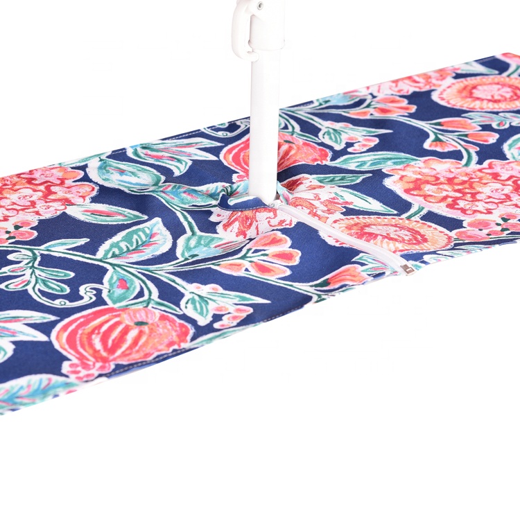 Oilproof printed blue flower outdoor table runner printing waterproof zipper table runner