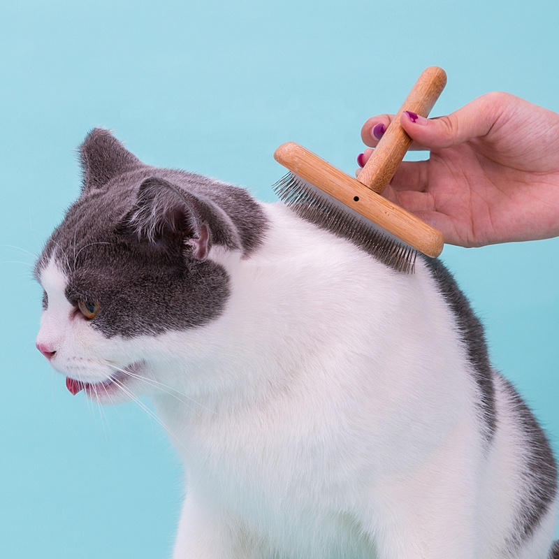 Шерсть домашних животных продукт собачья шерсть кошки bamboo Деревянный ручкой щетка для домашних животных для триммер для стрижки собак Массажная щетка