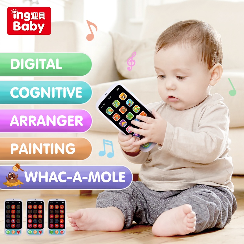 Ingbaby новый образовательный сотовый телефон музыкальные песни животные звуковые номера whack-a-родинка детский мобильный телефон