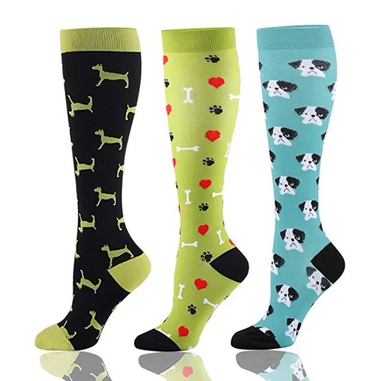 Cute Dog Pattern Hot Sale Socks Athletic Funny Compression Animal Knee High Socks