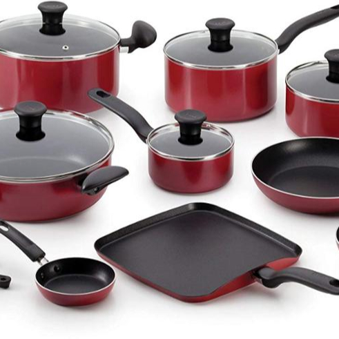 Hot 18 Piece Red Nonstick Inside And Out Dishwasher Safe Oven Safe Cookware Set