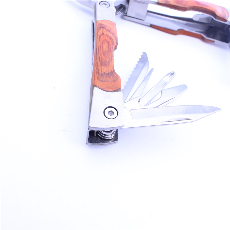 High Quality Fashionable Color Wood Handle multifonction pliers Multi tools with flashlight