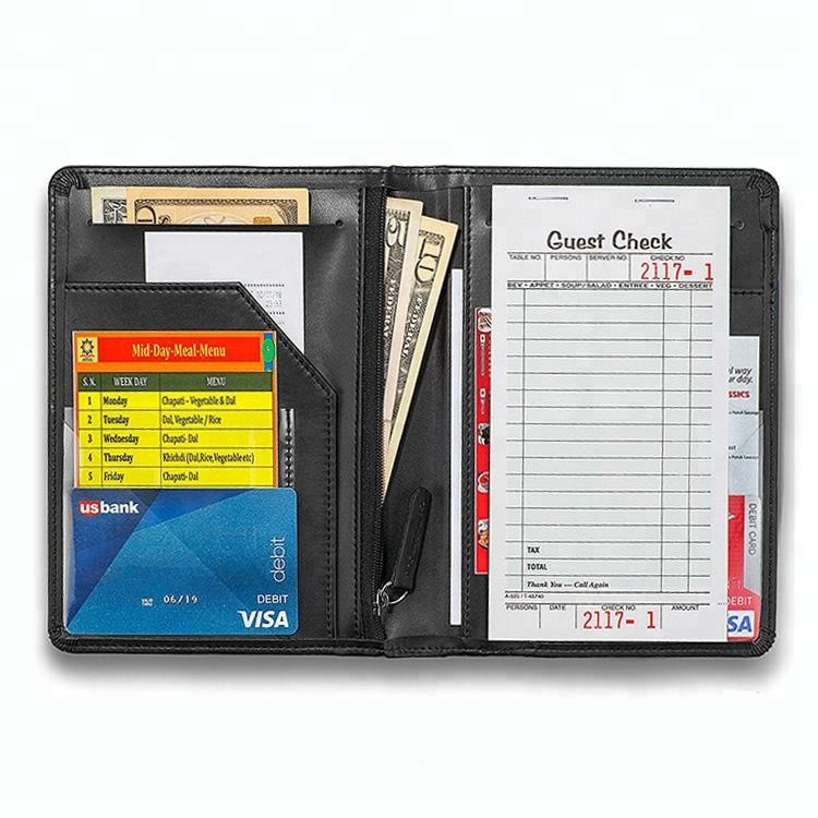 Premium pu synthetic leather waiter organizer guest server wallet