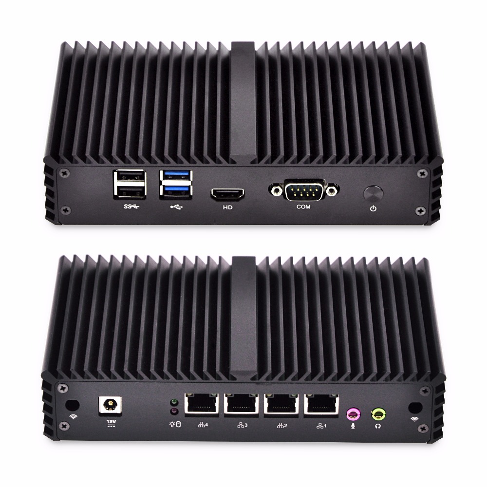 QOTOM 4 LAN Мини ПК Q350G4Y-S06 с Core i5 процессором и сетевым адаптером на 4 Гбит гигабитный сетевой адаптер, поддержка AES-NI, серийный, без вентилятора, мини-ПК