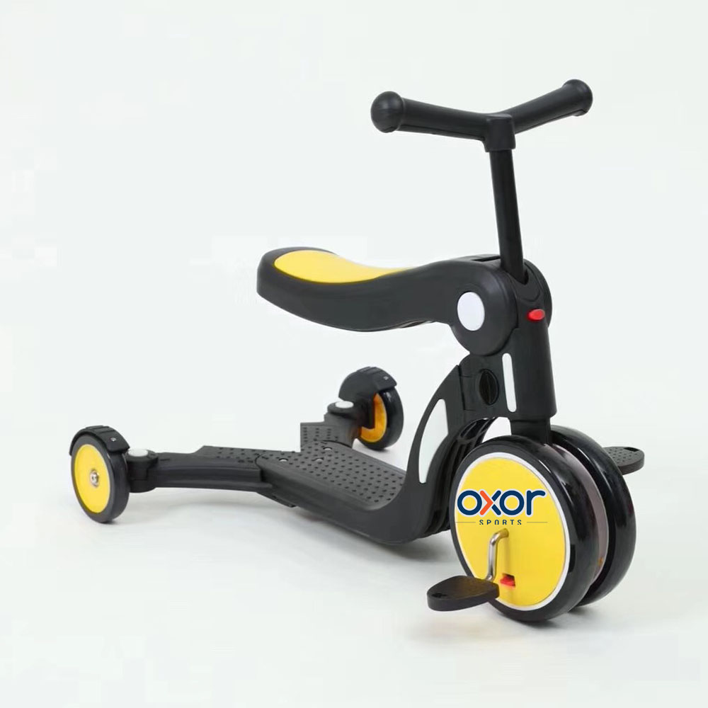Baby 5 in 1 Kick Scooter with Seat Kids Easy Adjustable Multi Function Foot Scooter Kicking Scooters Wide Wheel