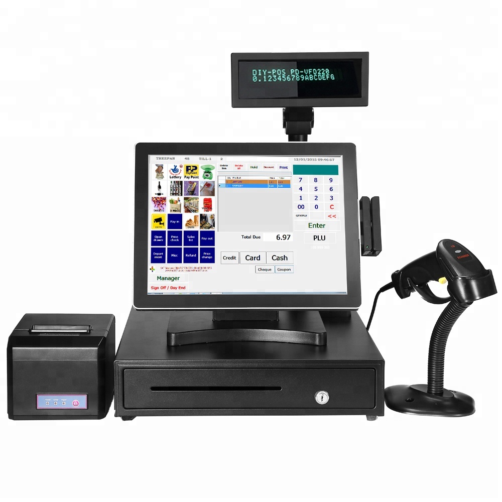 Алюминиевый 15inch POS машина/кассовый аппарат с сенсорным экраном