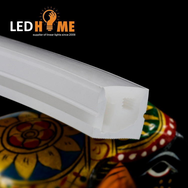 Sideview flexible 16*16mm milky silicon led tube profile with SMD3528 120leds/m for led lighting