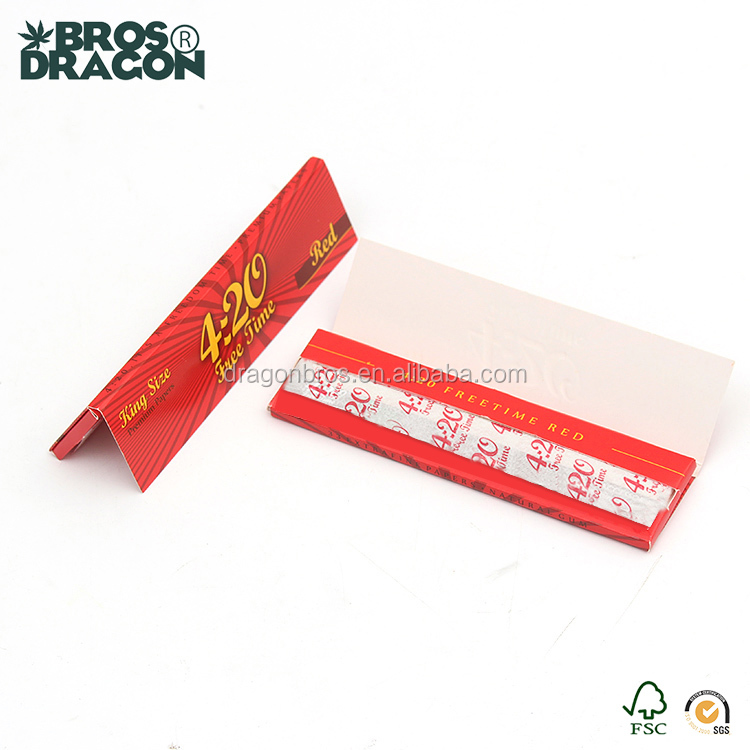 Rolling paper курение пользовательский дизайн 100% натуральный каучук Король Размер чистый пеньковая бумага