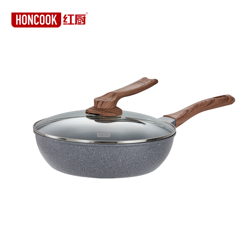 Литой алюминий с мраморным покрытием для китайского вока Stirfry сковорода для домашней кухни кастрюля Индукционное дно бакелитовая ручка