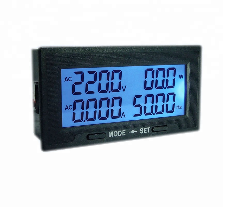 AC60-300v 0-100A Напряжение Амперметр переменного тока частоты коэффициента мощности монитор с ЖК-панелью