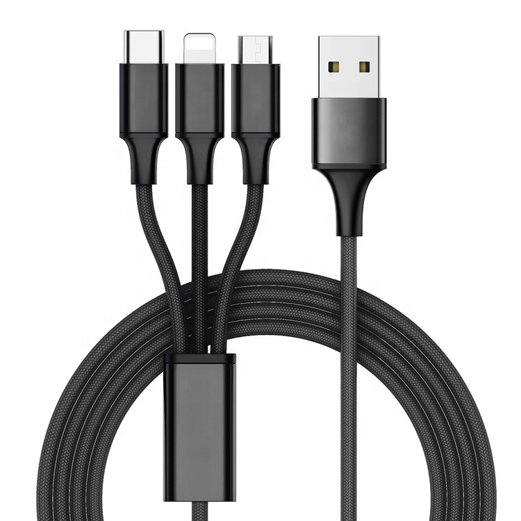 3 в 1 многократное зарядное устройство Micro Type C Плетеный usb-кабель для зарядки и передачи данных