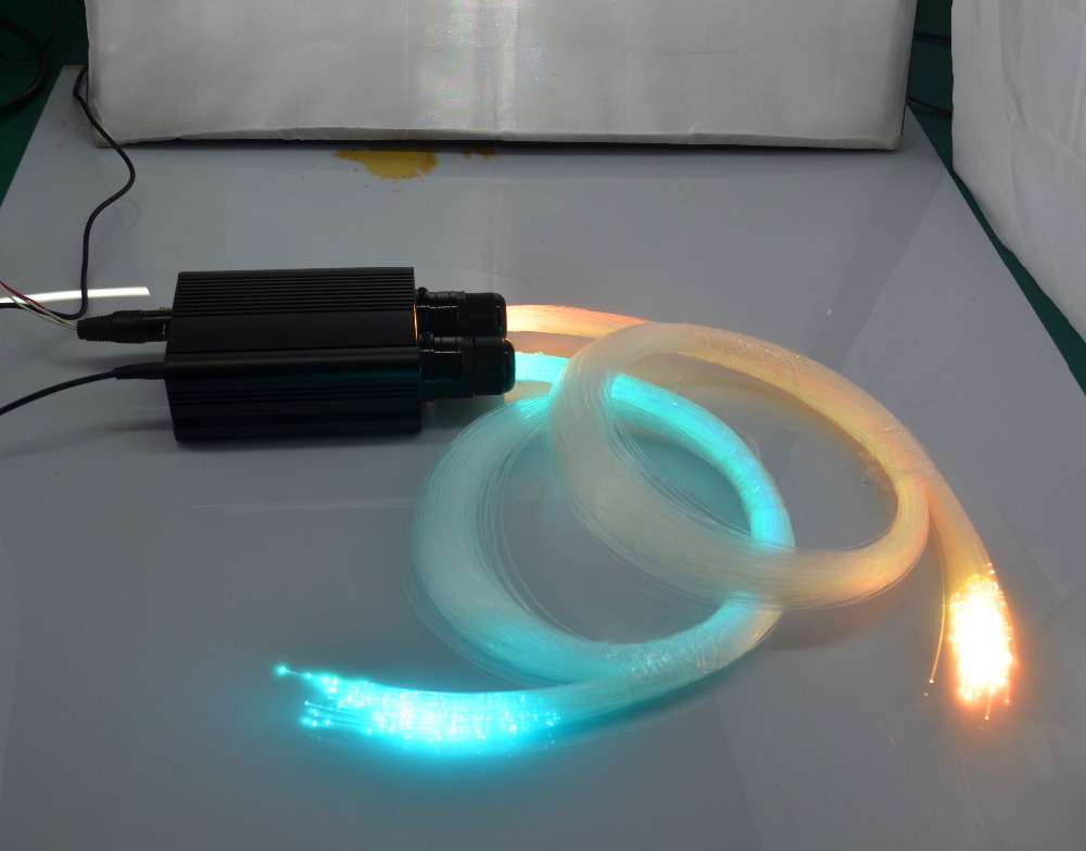 10 Вт * 2 отверстия DMX512 светодио дный RGB света двигателя + 2 комплекта 150 шт. 0,75 мм 2 м длинный конец glow ПММА комплект оптического волокна