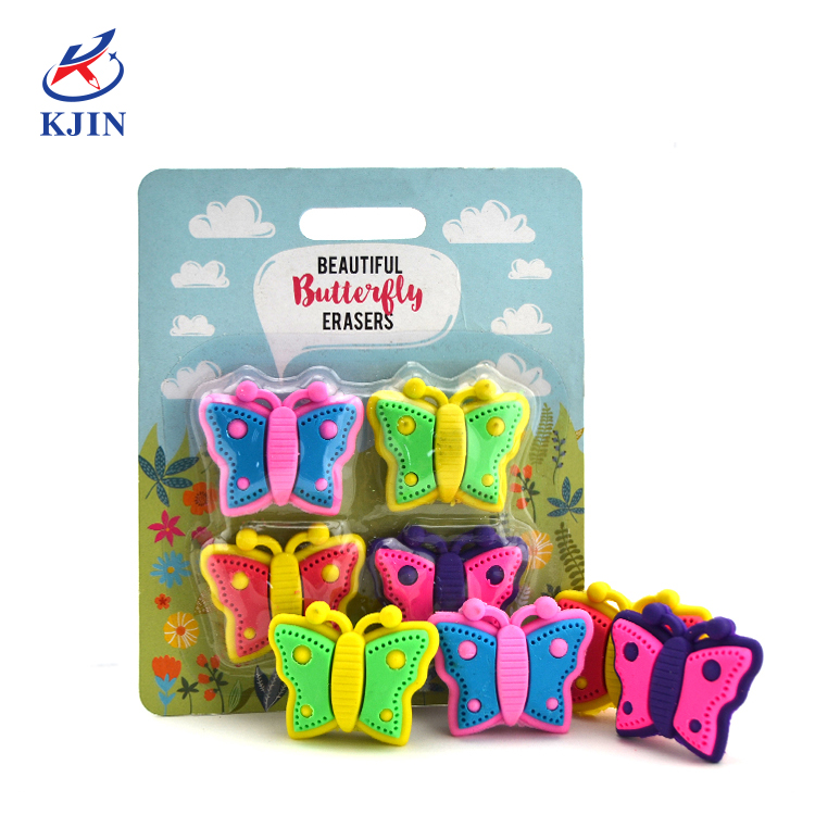 Popular butterfly design eraser for pencil Kids customized shape 3D pencil eraser