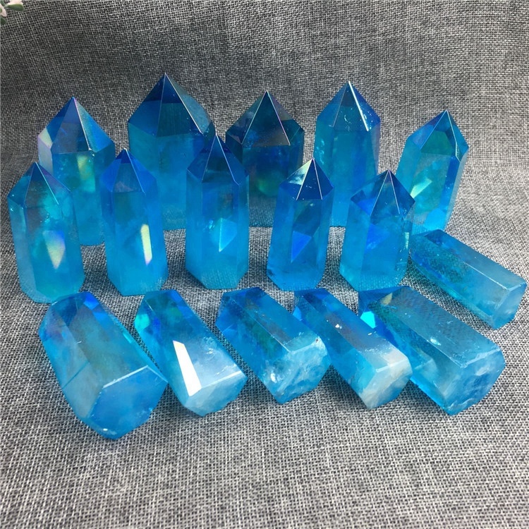 Aqua Rainbow Titanium Aura Crystal Point Quartz Crystal wand point