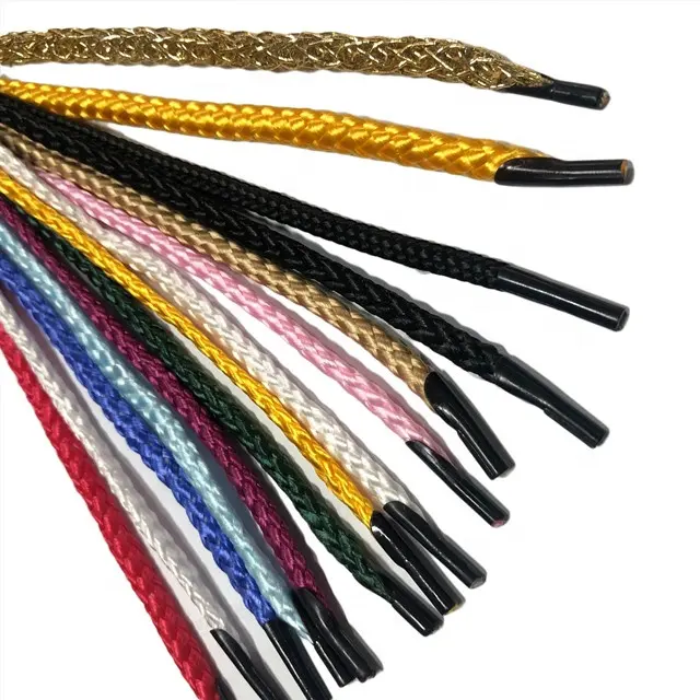 Factory wholesale 3-6mm color polyester /pp/ cotton hand rope with plastic barb end paper bag rope handle