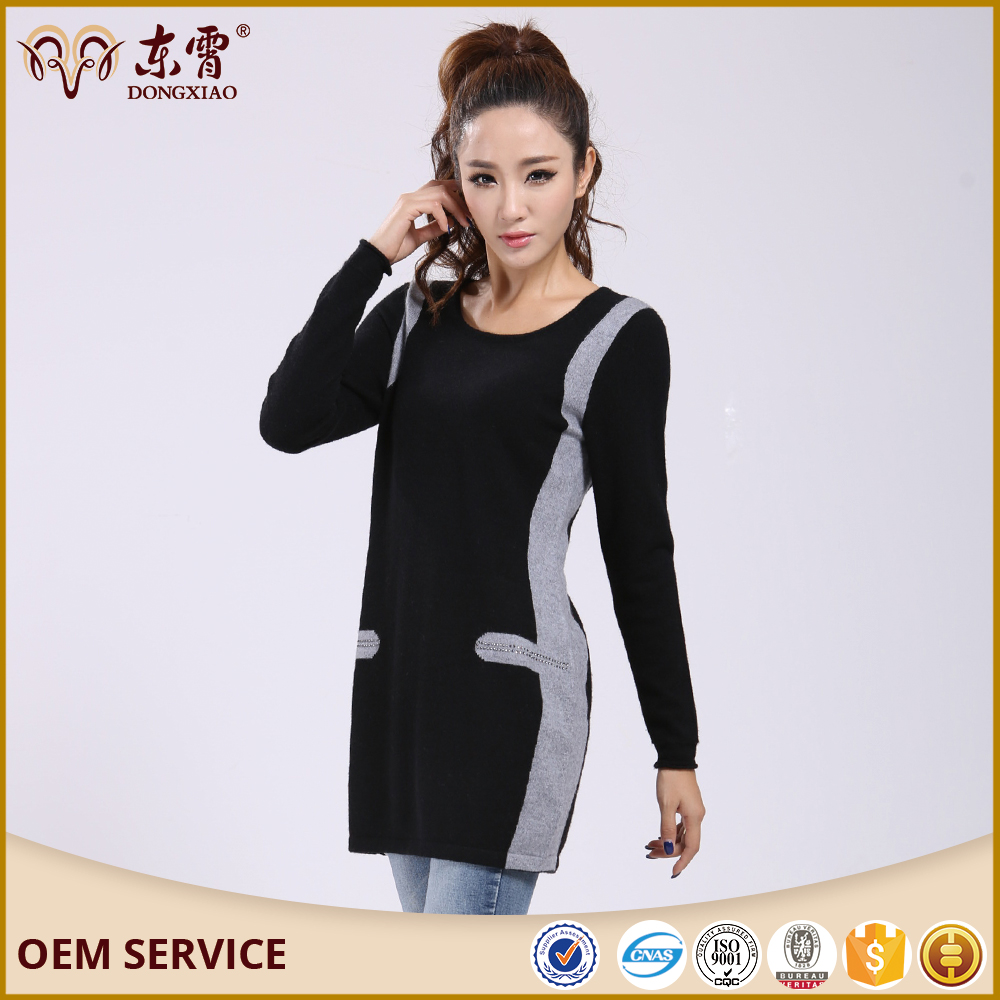 Торговли обеспечение oversize Женские кашемир длинное платье свитер
