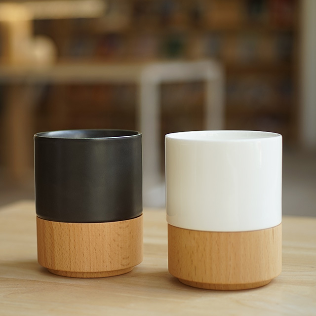 Custom printed blank coffee mugs wholesale reusable coffee cup with bamboo bottom