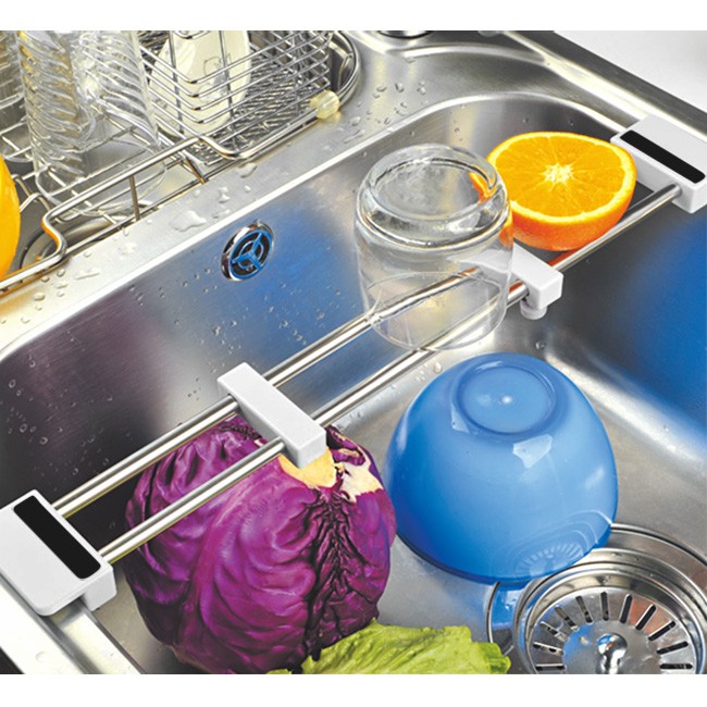 Mini compact stainless steel washing up dish plate drying drain rack for deep kitchen sink