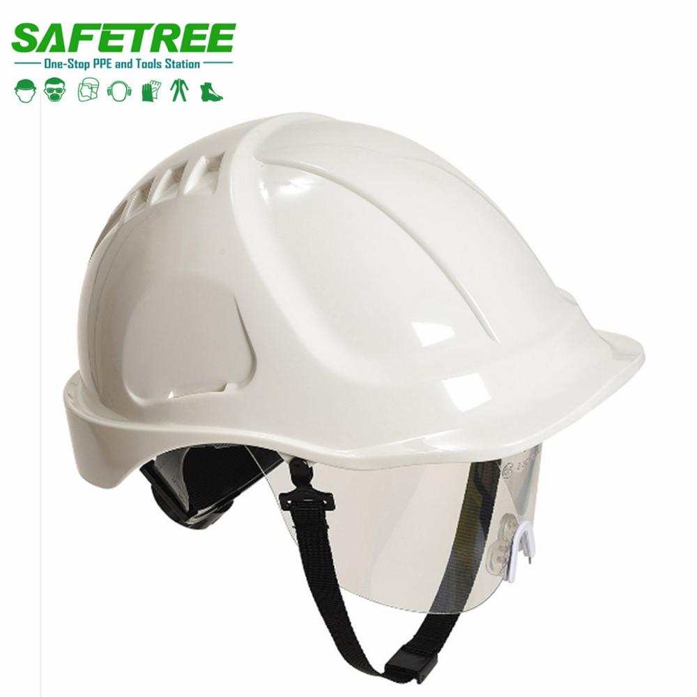Индивидуальное защитное оборудование Ningbo Safetree, шлем промышленной безопасности с очками, применяемыми по стандарту CE EN397 и ANSI Z89.1