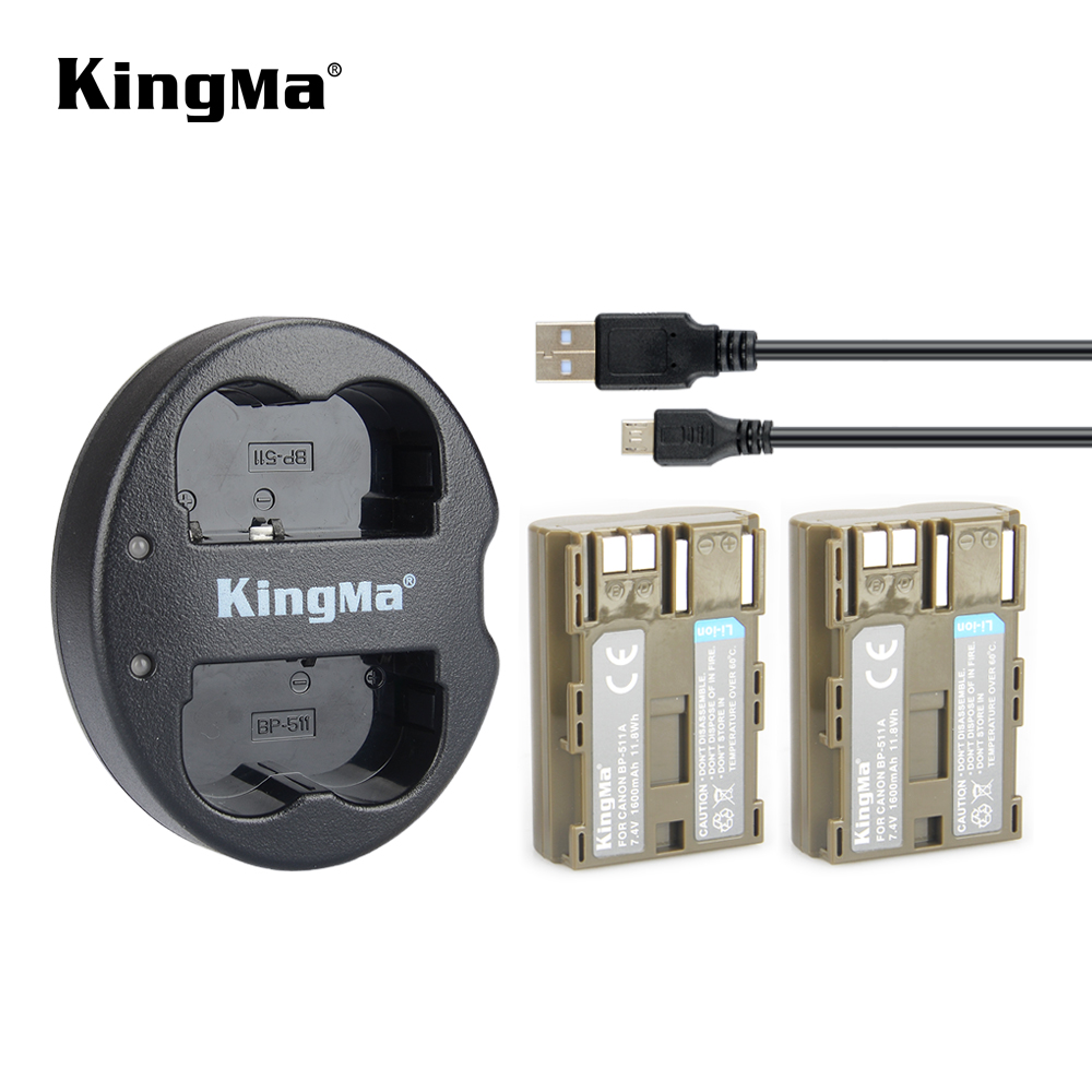 Kingma BP-511 батареи (2 упак.) и двойное зарядное устройство usb kit для Canon EOS 300D