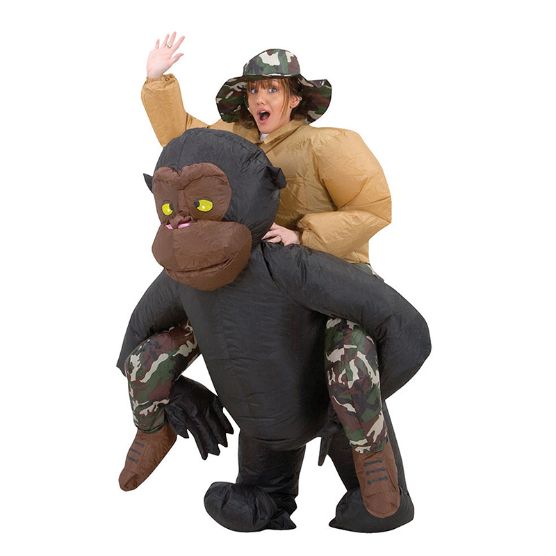Забавные надувыне King Kong костюмы платья с изображениями животных раздутии ездить-на маскарадный костюм на вечеринку в честь Хэллоуина украшения для взрослых