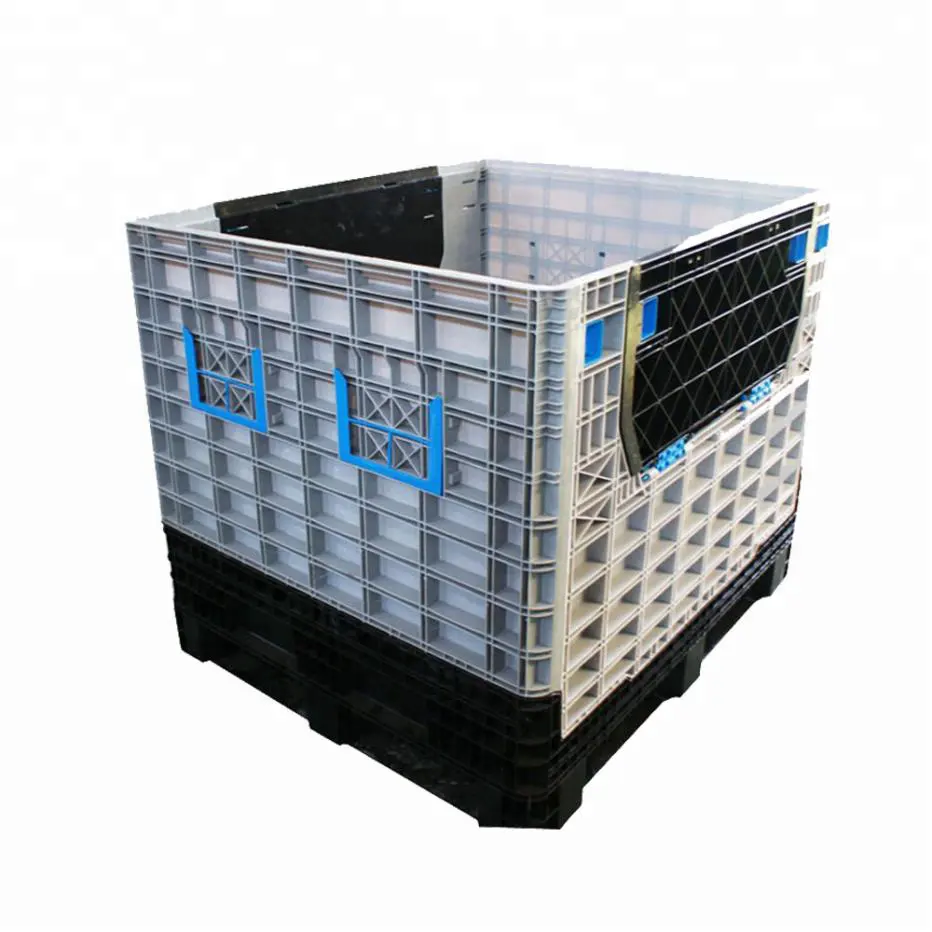 Wholesale China hard collapsible pallet box storage bins heavy duty container HDPE  plastic pallet box for automotive battery