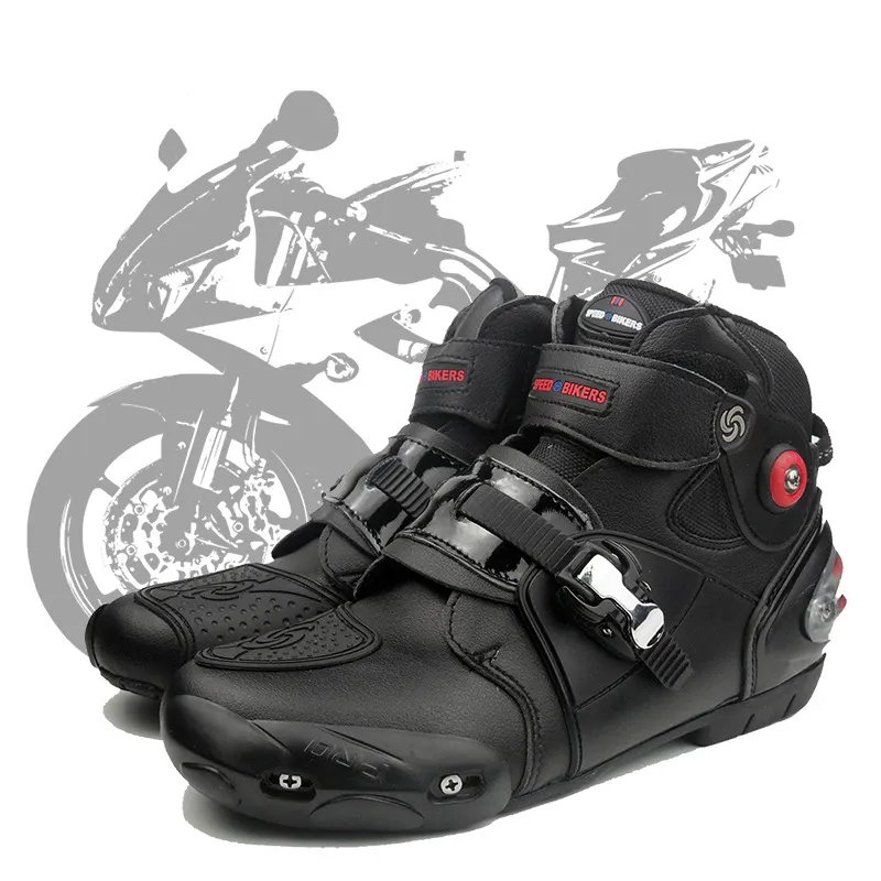 professional motorbike leather motorcycle boots motocross racing boots waterproof biker protect ankle moto shoes A9003