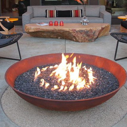 Factory Price Square Corten Steel Gas Firepit Outdoor Round Table Bowl Shape Fire Place Fire Pit Gas