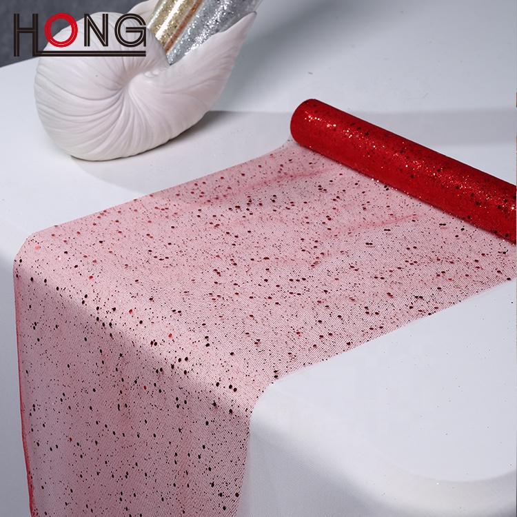 shiny tulle for table runner, tulle with glitter and sequin,Christmas table runners