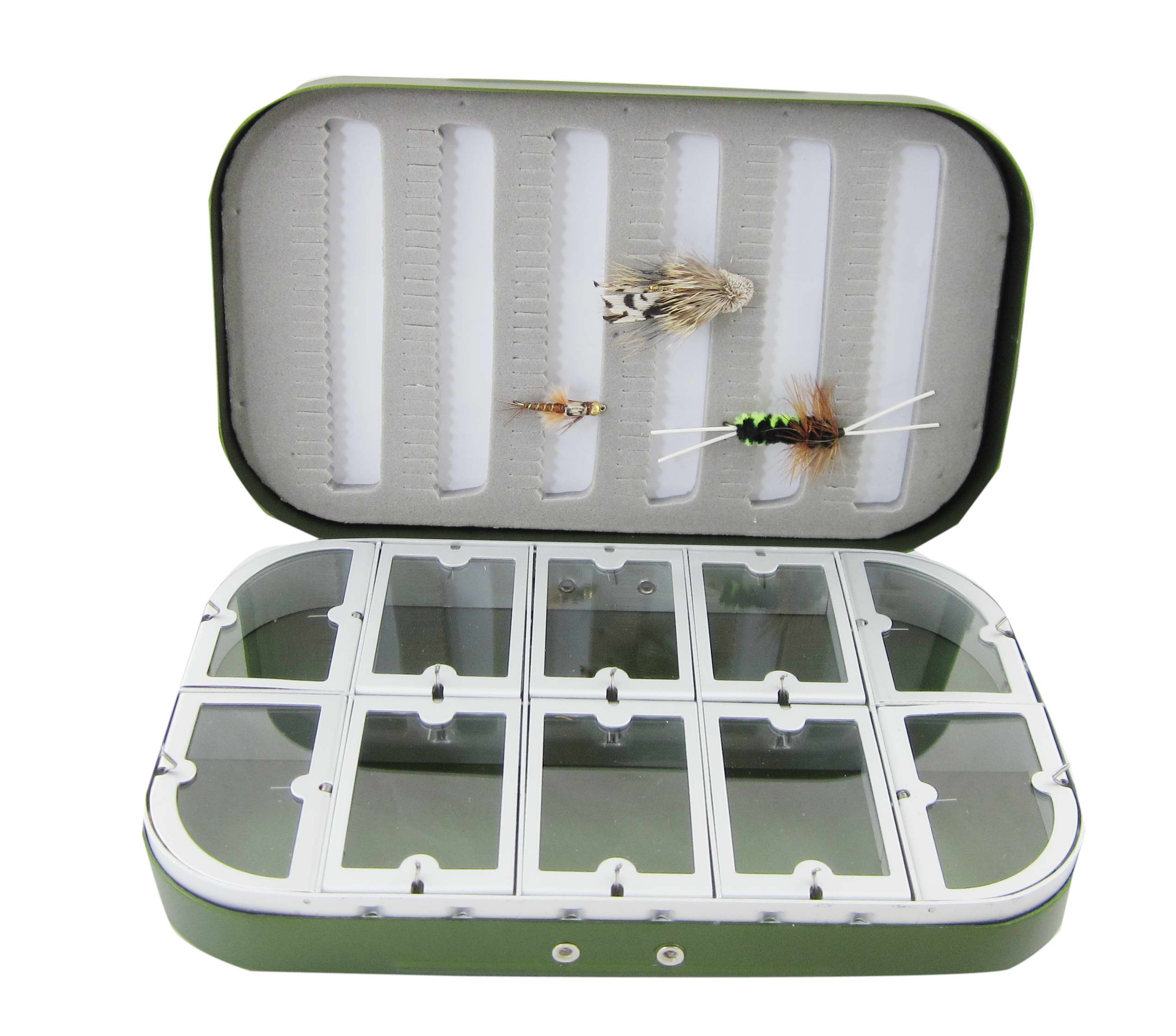 Классический алюминиевый fly box с отсеками, C & F пены для удержания форели сухой Нимфа fly B06