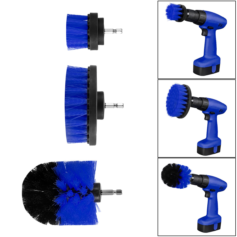 3pcs nylon 2/3.5/4.5 inch cone-shape Electric Scrubbing Bathroom Revolver Drill Brush