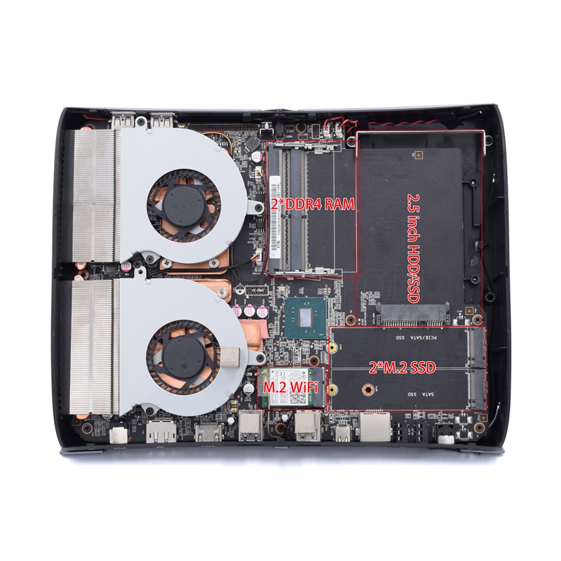Тонкий корпус из алюминиевого сплава intel nuc ddr4 32 ГБ ОЗУ Максимально мощный игровой ПК с 2 вентиляторами spdif type c порты Мини ПК компьютер i7