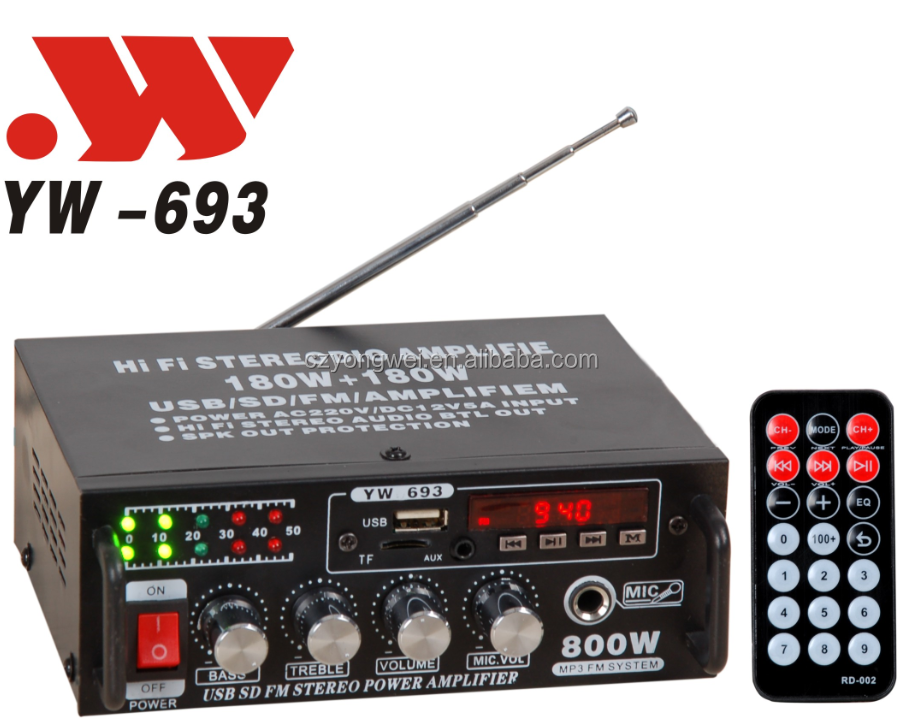 Автомобильный аудио усилитель мощности YW 693 AC/DC с 1MIC