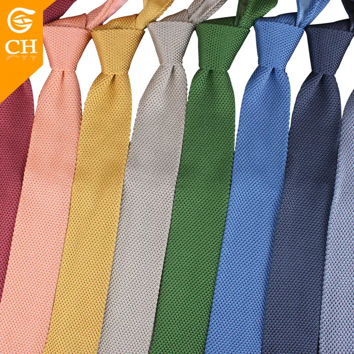 Customization Knitted Tie Mens Casual Colorful Plain Slim Skinny Woven Knit Necktie Knitted Tie