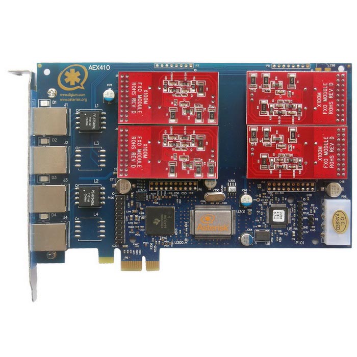 4 порта с 4 FXO для поддержки интерфейса asterisk PCIe