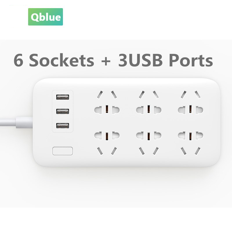 Удлинитель Xiaomi Mijia с 6 розетками и 3USB-портами, 15 Вт, 5 В, 2,1 А