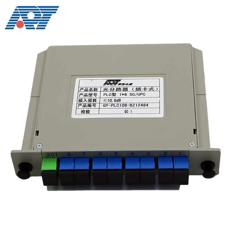 кабель разветвители plc кассеты типа FTTH оптического волокна ближе мини PLC сплиттер 1:8 для передачи данных