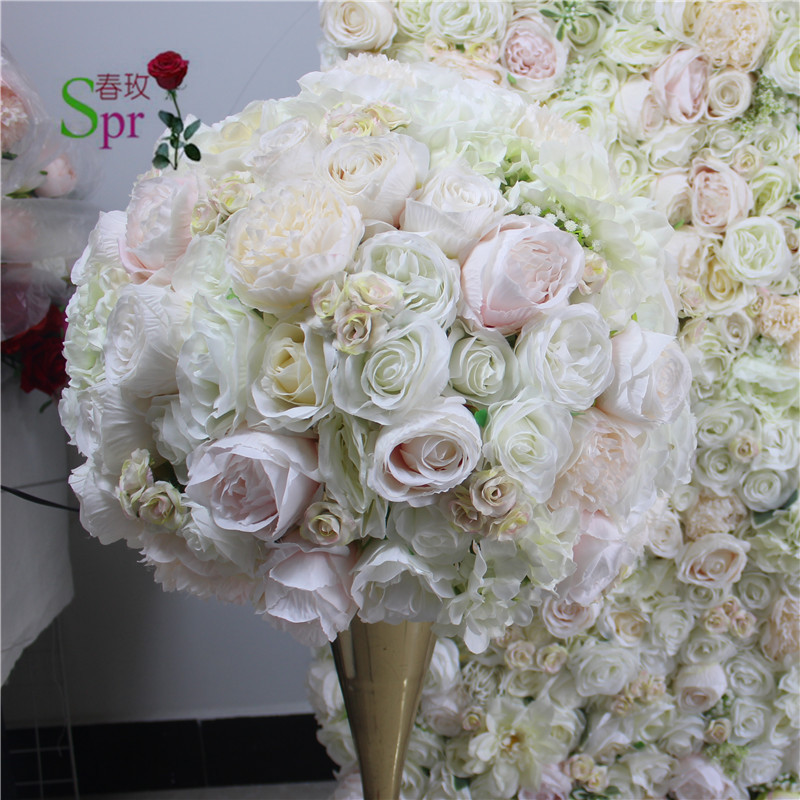 SPR Ivory with peach color arrangements for weddings table centerpiece flower ball party & home backdrop decoration